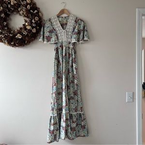VINTAGE | “Prairie Folk” Circa 1970s Calico Floral Corset Maxi Dress